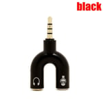 3.5mm Audio Splitter Male To 2 Female Y Adapter Black 2pcs