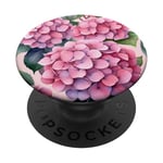 Watercolor Floral Pink Hydrangeas Flower Heads Hydrangea PopSockets Swappable PopGrip