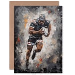 Rugby Fan Artwork World Cup Forward for Husband Him Dad Son Blank Greeting Card
