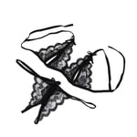 Moent Lace Underwear Set,Women Lady Sexy Lingerie Underwear Sleepwear G-string Lingerie,Valentine's Day Intimates(Black,XL)