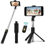 Ineasicer - Perche Selfie Bluetooth, 3 en 1 Selfie Stick Trépied Bâton Selfie Bluetooth Extensible Télescopique Monopode Réglable avec Télécommande