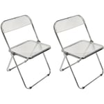 Haloyo lot de 2 Acrylique transparent Chaise, Chaise Pliante Moderne，Assise Plastique, pour Salle à Manger, 46 x 46 x 75cm,Blanc