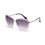 Frameless Full Lens UV Protection Fashion Transparent Color Lens Sun Glasses Eyewear (Color : GREY)
