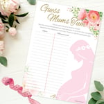 Baby Shower Game Guess Mums Tum PINK FLORAL Party Girl Measuring Tape Mum Tummy