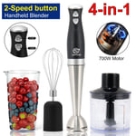 4 in 1 Electric Hand Blender Set Food Processor Mixer Whisk & Chopper Bowl 700 W