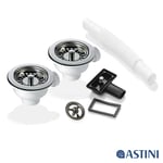 2x 90mm Chrome Waste & Overflow For Astini, RAK, Rangemaster Ceramic Sink