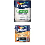 Dulux Quick Dry Satinwood Paint, 750 ml (Pure Brilliant White) Easycare Washable and Tough Matt (Rich Black)