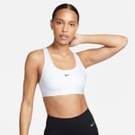 Nike Sport Bh Swoosh Light Support - Vit/svart Dam, storlek Large