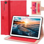 Huawei MatePad T10s - WY-2099 læder cover med kortholdere - Rød