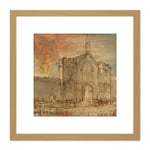 Constable The Houses Of Parliament On Fire 1834 Painting 8X8 Inch Square Wooden Framed Wall Art Print Picture with Mount