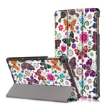 Huawei MatePad T10s - Tri-Fold läderfodral med tryckt design Fjärilar och blommor