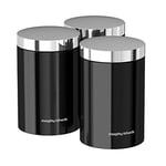 Morphy Richards 974065 Accents Kitchen Storage Canisters, Stainless Steel, Black, Set of 3