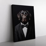 Labrador Retriever in a Suit Painting No.2 Canvas Print for Living Room Bedroom Home Office Décor, Wall Art Picture Ready to Hang, 76x50 cm (30x20 Inch)