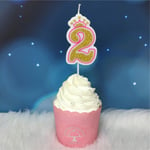 0-9 Crown Cake Candle Topper Digital Pink 2
