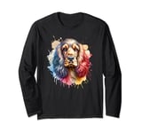 English Cocker Spaniel Dog Watercolor Artwork Long Sleeve T-Shirt