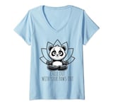 Womens Chill Out with your Paws out - Panda Yoga V-Neck T-Shirt