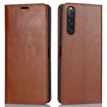 Sony Xperia 5 V Smidigt mobilfodral i äkta läder, Brun