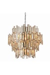 Viviana Pendant Chrome Effect Plate & Champagne Crystal (K9) Drops 15 Light Dimmable IP20 E14
