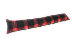 Queens Land Home Plain Fabric Draught Excluder Decorative Simple Door or Window Draft Guard, Energy Saver. (Tartan Check Red)