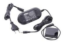 vhbw Bloc d'alimentation, chargeur adaptateur compatible avec Fuji / Fujifilm X100F, X100V, X-A1 appareil photo, caméra vidéo - Câble 2m, coupleur DC