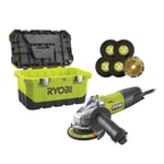 Meuleuse d'angle RYOBI RAG800-125TA6 800 W - Ø125 mm 6 Disques & Coffret de rangement