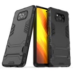 FanTing Case for Xiaomi Poco X3 NFC, Rugged and shockproof,with mobile phone holder, Cover for Xiaomi Poco X3 NFC-Black
