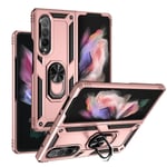Samsung Galaxy Z Fold 3 - Shockproof Ring Armor Stand Slimmt mobilskal Roseguld PinkGold