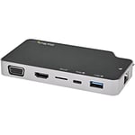 StarTech.com Adaptateur Multiport USB C - USB-C vers HDMI 4K ou VGA avec 100W Power Delivery Pass-Through, 2-Port 10Gbps USB Hub, MicroSD, GbE - USB 3.1 Gen 2 Type-C Mini/Travel Dock (CDP2HVGUASPD)