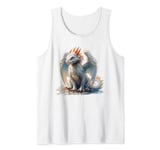 cool white asian dragon sitting lucky mythical japanese art Tank Top