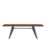Vitra - EM Table 200, Base Prouvé Bleu Dynastie - Solid American Walnut - Matbord