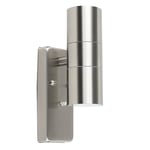 Modern Brushed Chrome IP44 Rated Up/Down Outdoor Security Wall Light - Complete with 2 x 5W GU10 Cool White LED Bulbs