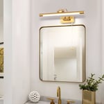 8W Vägglampa, Metall Spegel Badrums LED-lampa med Svängbar Lamp Huvud och Strömbrytare för Sovrum Inomhusbelysning, 3000K Sängbordsläslampor, Mässing, 40CM