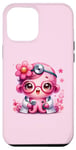 Coque pour iPhone 14 Pro Max Fond rose avec jolie pieuvre Docteur en rose