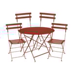 Fermob - Bistro matgrupp Ø96cm & 4 metall stolar red ochre - Matgrupper utomhus