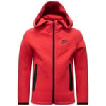 Nike FD3285-672 B NSW Tech FLC FZ Sweatshirt Boy's LT Univ Red HTR/Black/Black Taille S