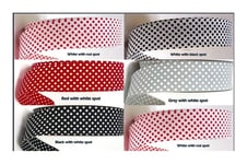 Cotton Spotty Polka Dot Double Fold Bias Binding Tape 30mm 1" Craft Trim Sewing Quilting 36 colourways in Ribbon Queen Wrapper UK Seller 2m White with Black