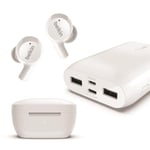 Belkin SOUNDFORM Rise True Wireless Earbuds + 10K Power Bank Bundle (White)