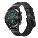 Premium Läderarmband Huawei Watch GT 2 Pro/Watch GT 2 46mm/Watch GT 2e/Watch GT Svart