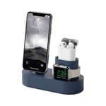 [Ander Online] (Support de chargement unique, câble de données non inclus) Support de chargement trois-en-un, adapté pour iPhone, Apple Watch, AirPods (bleu foncé)