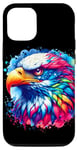 iPhone 13 Pro Cool Bald Eagle Spirit Animal Illustration Tie Dye Art Case