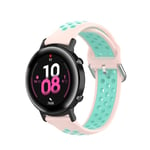 Beilaishi 20mm For Huami Amazfit GTS/Samsung Galaxy Watch Active 2 / Huawei Watch GT2 42MM Fashion Inner Buckle Silicone Strap(White black) replacement watchbands (Color : Light pink teal)