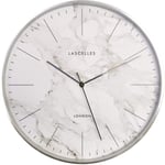 Lascelles London Brushed Chrome Metal Cased Wall Clock with Marble Effect Dial - 31cm, Chrome & Marble, 31 x 31 x 4.2 cm, LC/LASC/BC/MARBLE