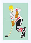 Wee Blue Coo Kids Ice Hockey Player Skates Stick Sport Fun Wall Art Print
