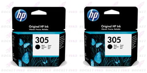 2x HP 305 Black Ink Cartridges For DeskJet 2722e 2723 2724 4110e 4120e 4122e