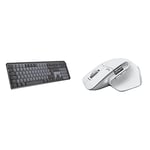 Logitech MX Mechanical Wireless Illuminated Performance Keyboard, Grey & MX Master 3S - Wireless Performance Mouse with Ultra-fast Scrolling, Ergo, 8K DPI, Track on Glass, USB-C, Pale Grey