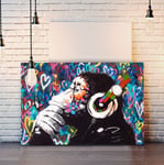 MONKEY DJ BANKSY LOVE WALL CANVAS STREET WALL ART PRINT ARTWORK - GORILLA (XL 47in x 32in / 119cm x 81cm)