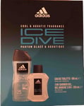 Adidas Ice Dive Eau de Toilette EDT Shower Gel 3 In 1 Body Hair Mens Gift Set