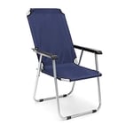 Relaxdays 10020074 Chaise de camping pliante fauteuil de jardin pliable balcon terrasse siège de camping plage festival, bleu foncé 92 x 55 x 75 cm