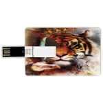 8G USB Flash Drives Credit Card Shape Tiger Memory Stick Bank Card Style Various Symbols of Nature Large Bengal Cat Bald Eagle Butterfly on Vibrant Backdrop Decorative,Multicolor Waterproof Pen Thumb