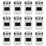 vidaXL Förvaringsburkar i glas med etiketter 12 st 300 ml 50855